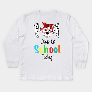 Happy 101 Days Smarter Dalmatian Dogs 100th Day Of school Today Kids Long Sleeve T-Shirt